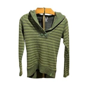 Mountain Hardwear Green Merino Wool Blend Sweater with Hoodie XS